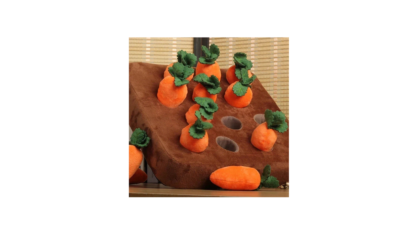 Plush Carrot Snuffle Mat Toy – Interactive Pull Radish Dog Toy for Mental Stimulation & Play