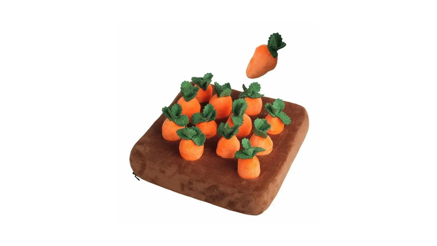 Plush Carrot Snuffle Mat Toy – Interactive Pull Radish Dog Toy for Mental Stimulation & Play