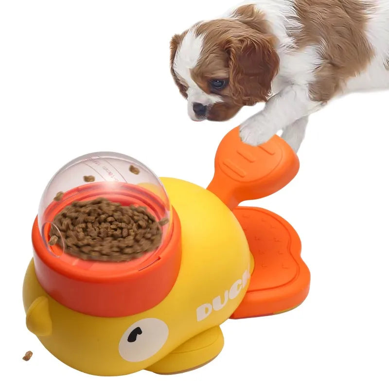 Cartoon Duck Pet Food Dispenser – Anti-Slip Automatic Puzzle Feeder Toy for Dogs & Cats