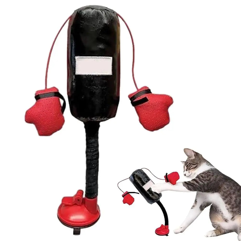 Cartoon Cat Punching Bag Toy – Interactive Boxing Toy for Indoor Cats with Gloves