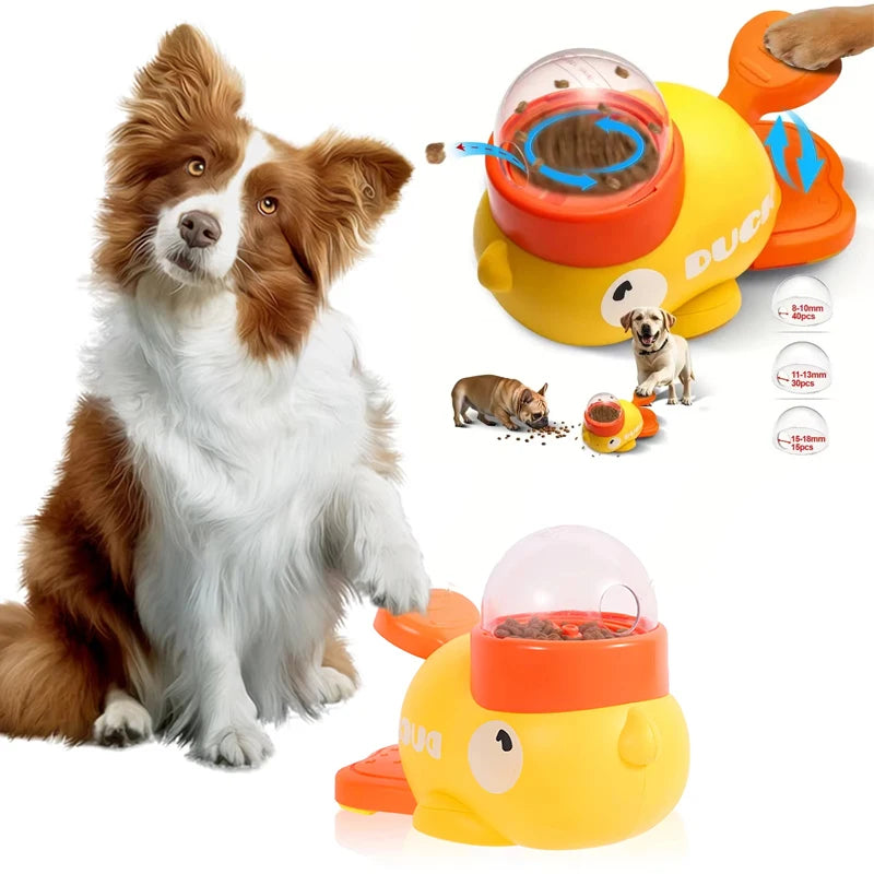 Cartoon Duck Pet Food Dispenser – Anti-Slip Automatic Puzzle Feeder Toy for Dogs & Cats