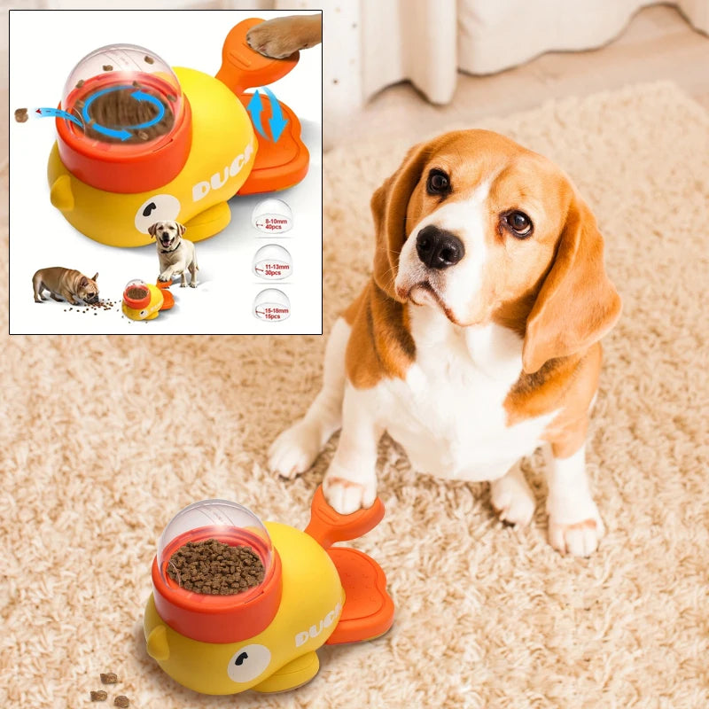 Cartoon Duck Pet Food Dispenser – Anti-Slip Automatic Puzzle Feeder Toy for Dogs & Cats